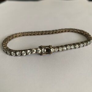 Vintage 925 sterling silver tennis bracelet clear rhinestone